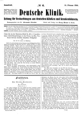 Deutsche Klinik Samstag 11. Februar 1854