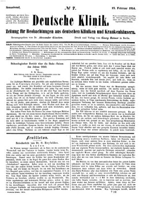 Deutsche Klinik Samstag 18. Februar 1854