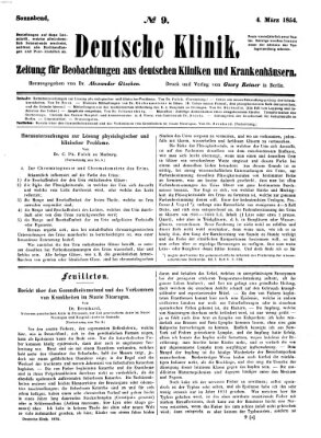 Deutsche Klinik Samstag 4. März 1854