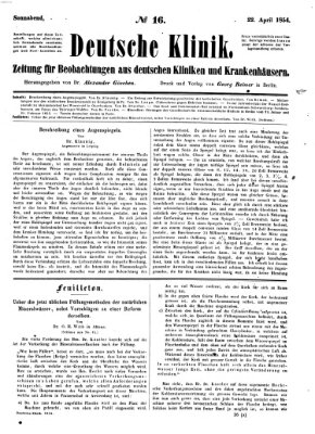 Deutsche Klinik Samstag 22. April 1854