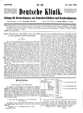 Deutsche Klinik Samstag 29. April 1854