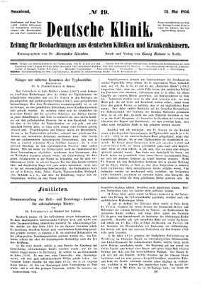 Deutsche Klinik Samstag 13. Mai 1854