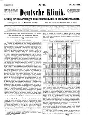 Deutsche Klinik Samstag 20. Mai 1854