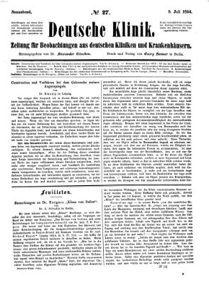 Deutsche Klinik Samstag 8. Juli 1854