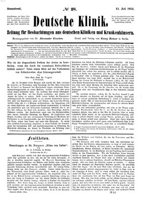 Deutsche Klinik Samstag 15. Juli 1854