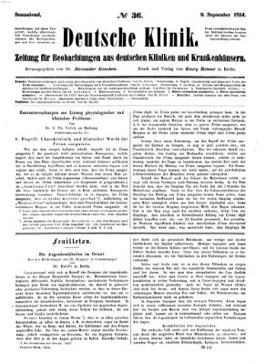 Deutsche Klinik Samstag 9. September 1854