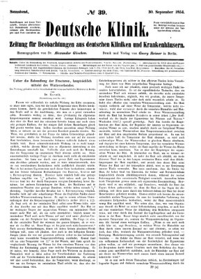 Deutsche Klinik Samstag 30. September 1854