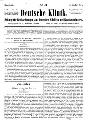 Deutsche Klinik Samstag 14. Oktober 1854