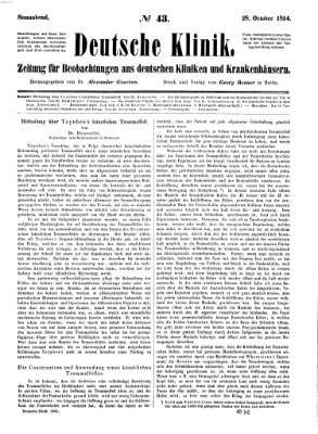 Deutsche Klinik Samstag 28. Oktober 1854