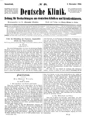 Deutsche Klinik Samstag 2. Dezember 1854