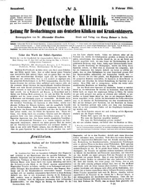 Deutsche Klinik Samstag 3. Februar 1855