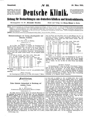 Deutsche Klinik Samstag 24. März 1855