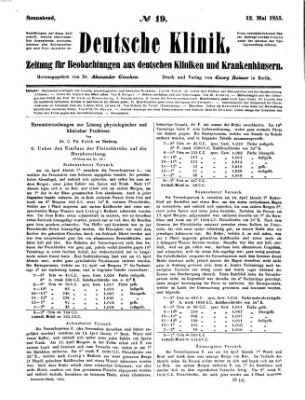 Deutsche Klinik Samstag 12. Mai 1855