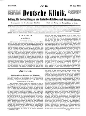 Deutsche Klinik Samstag 23. Juni 1855
