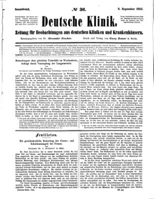 Deutsche Klinik Samstag 8. September 1855