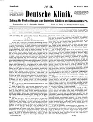 Deutsche Klinik Samstag 13. Oktober 1855