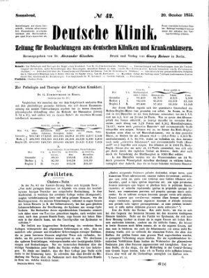 Deutsche Klinik Samstag 20. Oktober 1855