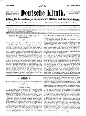 Deutsche Klinik Samstag 26. Januar 1856