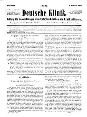 Deutsche Klinik Samstag 9. Februar 1856