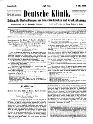 Deutsche Klinik Samstag 3. Mai 1856