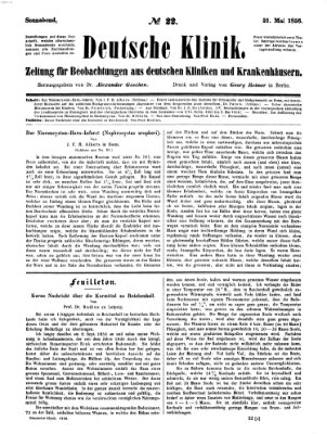 Deutsche Klinik Samstag 31. Mai 1856