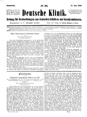 Deutsche Klinik Samstag 14. Juni 1856