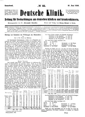 Deutsche Klinik Samstag 21. Juni 1856