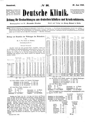 Deutsche Klinik Samstag 28. Juni 1856