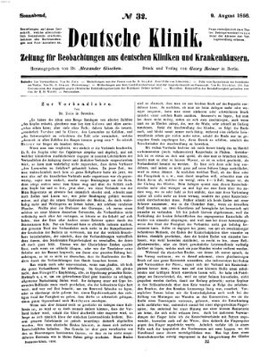 Deutsche Klinik Samstag 9. August 1856