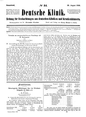 Deutsche Klinik Samstag 23. August 1856