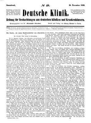 Deutsche Klinik Samstag 29. November 1856