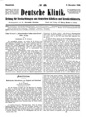 Deutsche Klinik Samstag 6. Dezember 1856