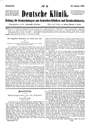 Deutsche Klinik Samstag 24. Januar 1857