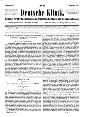 Deutsche Klinik Samstag 7. Februar 1857