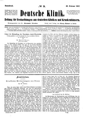 Deutsche Klinik Samstag 28. Februar 1857