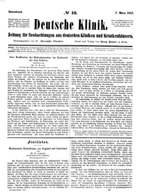 Deutsche Klinik Samstag 7. März 1857