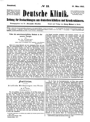 Deutsche Klinik Samstag 21. März 1857