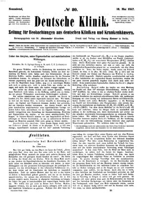 Deutsche Klinik Samstag 16. Mai 1857