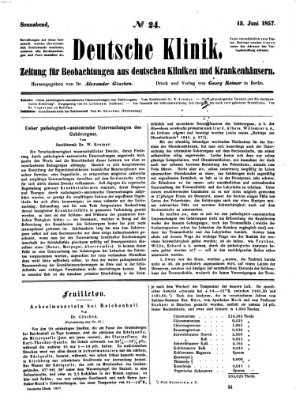 Deutsche Klinik Samstag 13. Juni 1857