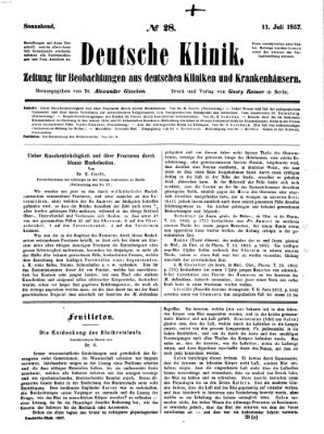 Deutsche Klinik Samstag 11. Juli 1857