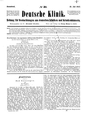 Deutsche Klinik Samstag 25. Juli 1857