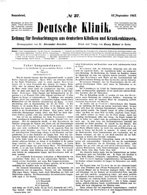 Deutsche Klinik Samstag 12. September 1857