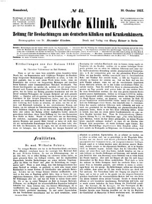 Deutsche Klinik Samstag 10. Oktober 1857