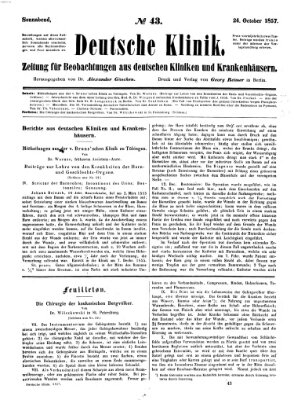 Deutsche Klinik Samstag 24. Oktober 1857