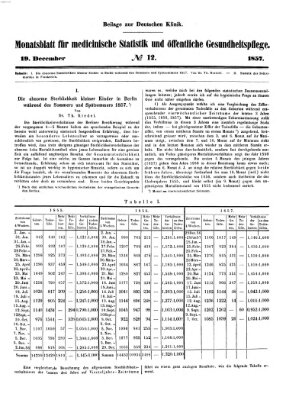 Deutsche Klinik Samstag 19. Dezember 1857