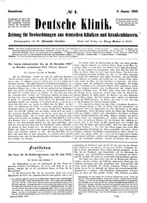 Deutsche Klinik Samstag 2. Januar 1858