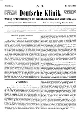 Deutsche Klinik Samstag 20. März 1858