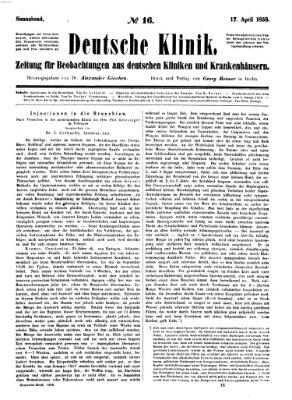 Deutsche Klinik Samstag 17. April 1858