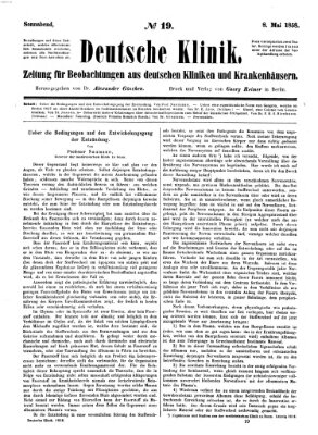 Deutsche Klinik Samstag 8. Mai 1858