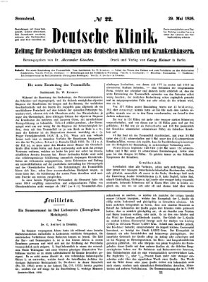 Deutsche Klinik Samstag 29. Mai 1858